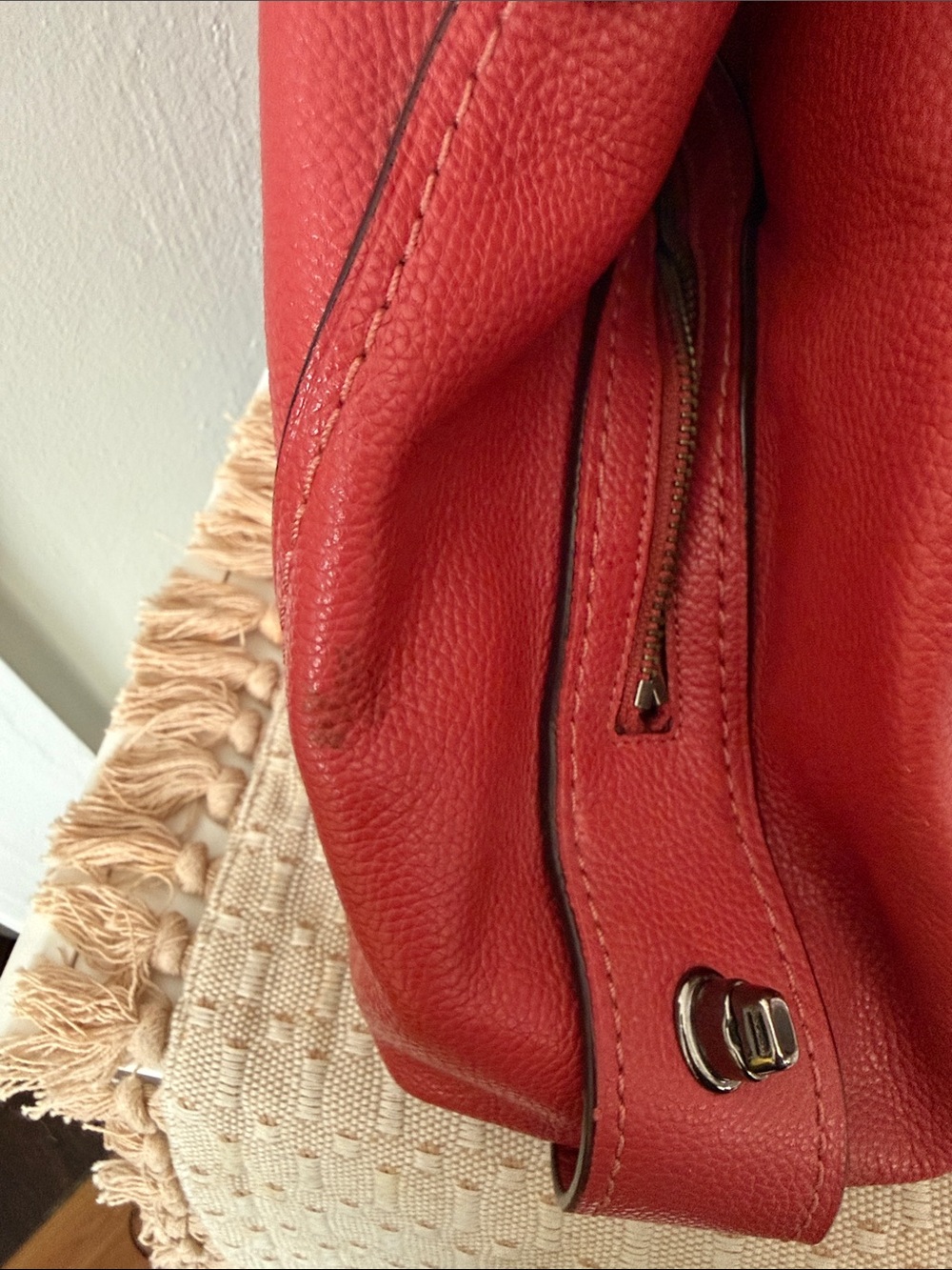 Coach Red Pebbled Leather Shoulder Tote - Picture 8 of 8